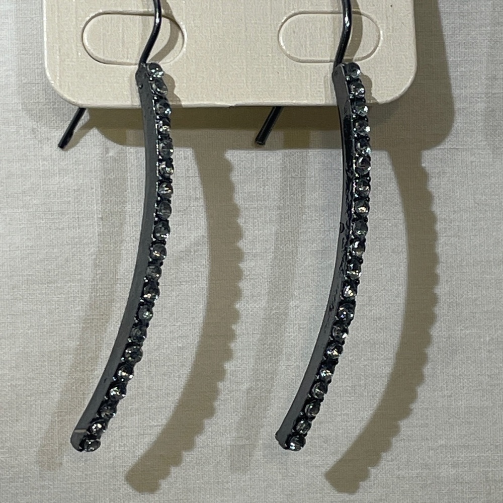 Vintage Rhinestone Dangle Earrings Clear and Smoked 2 Pairs - Picture 3 of 6
